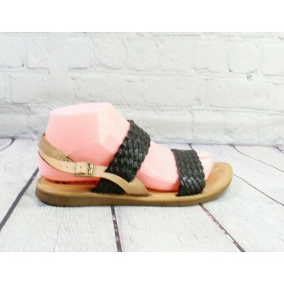 KorkEase Shoes Korks By Korkease Black Woven Leather Ankle Strap